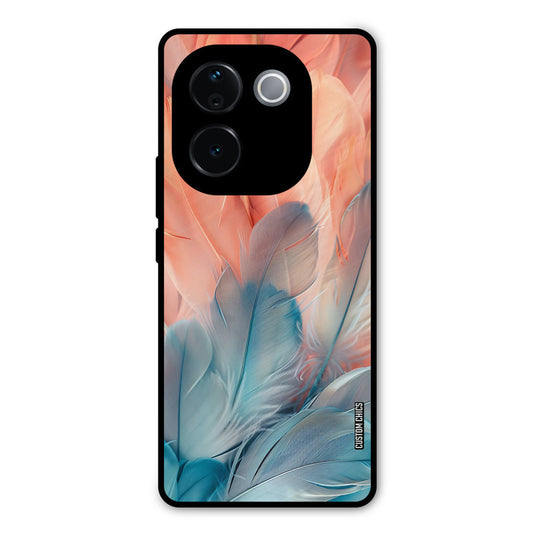 Orange Blue Feather Vivo T3 Pro Mobile Back Cover - Aesthetic PrintShield Case