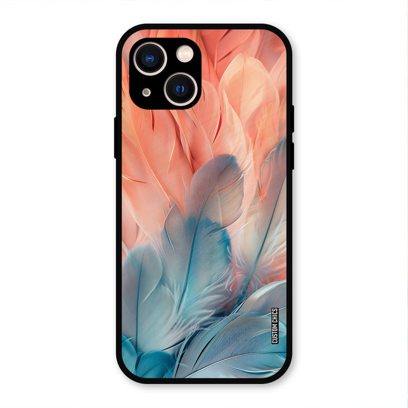 Orange Blue Feather iPhone 13 Mobile Back Cover - Aesthetic PrintShield Case