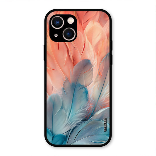 Orange Blue Feather iPhone 13 Mobile Back Cover - Aesthetic PrintShield Case