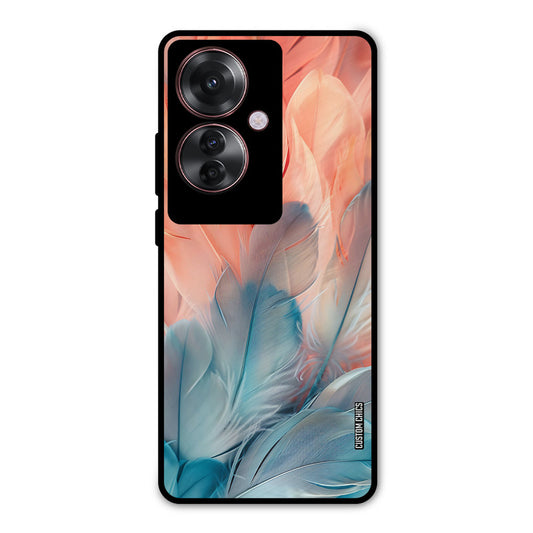 Orange Blue Feather Oppo F25 Pro Mobile Back Cover - Aesthetic PrintShield Case