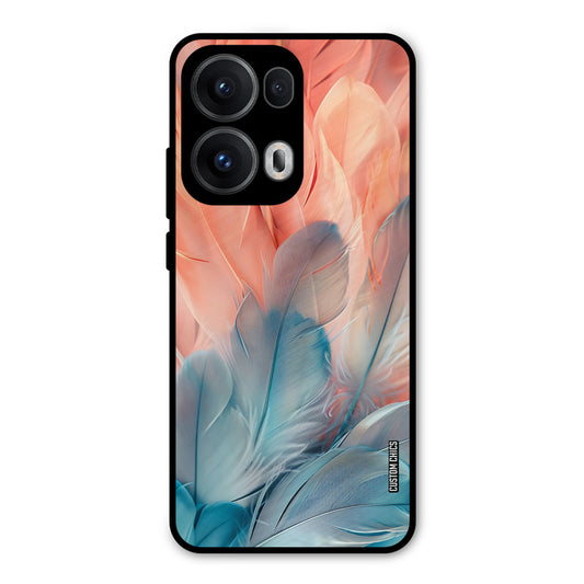 Orange Blue Feather Oppo Reno 13 Pro 5G Mobile Back Cover - Aesthetic PrintShield Case
