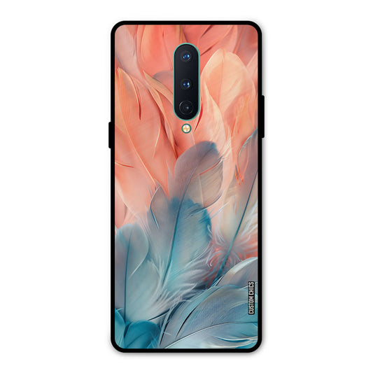 Orange Blue Feather Oneplus 8 Mobile Back Cover - Aesthetic PrintShield Case