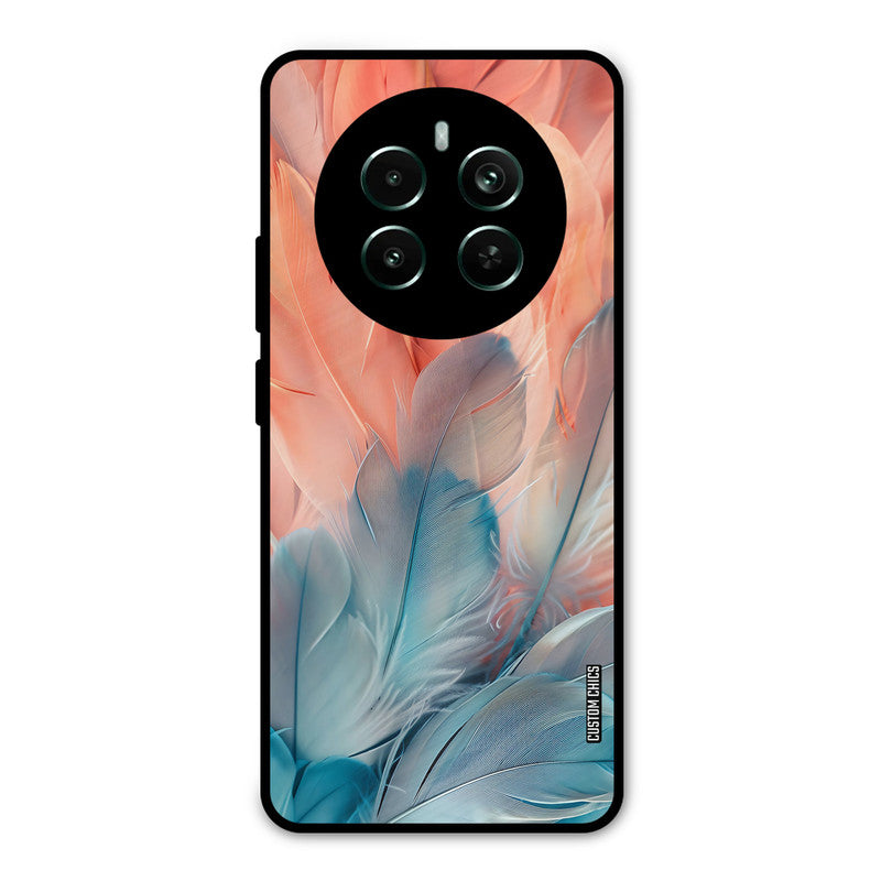 Orange Blue Feather Realme 12 Plus Mobile Back Cover - Aesthetic PrintShield Case