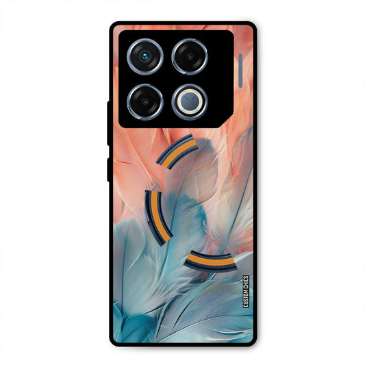 Orange Blue Feather Infinix GT 20 Pro Mobile Back Cover - Aesthetic PrintShield Case