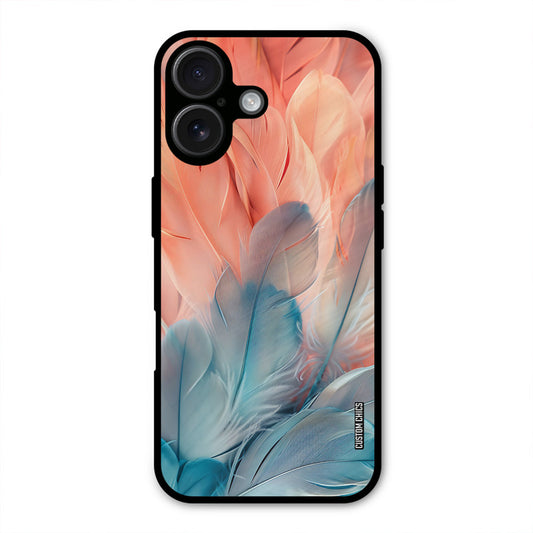 Orange Blue Feather iPhone 16 Plus Mobile Back Cover - Aesthetic PrintShield Case