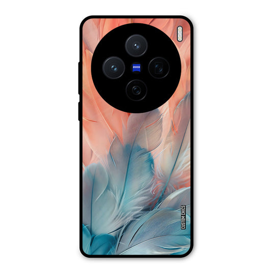 Orange Blue Feather Vivo X200 Mobile Back Cover - Aesthetic PrintShield Case