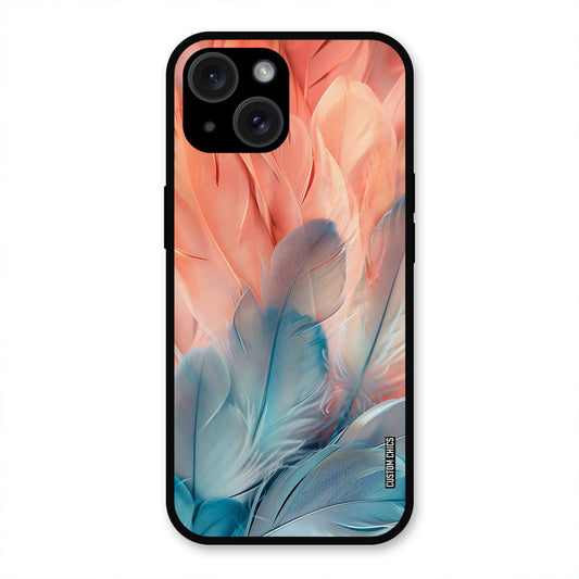 Orange Blue Feather iPhone 15 Plus Mobile Back Cover - Aesthetic PrintShield Case