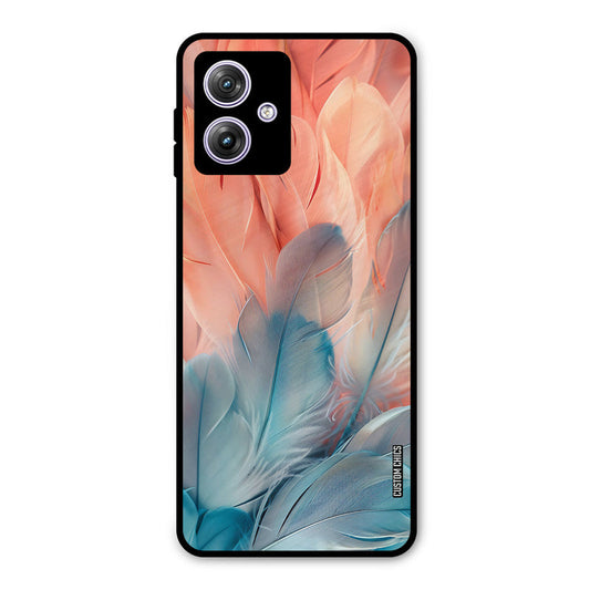 Orange Blue Feather Moto G54 Mobile Back Cover - Aesthetic PrintShield Case