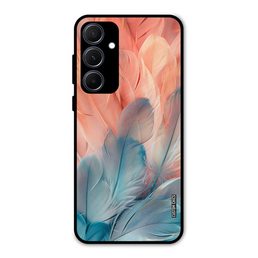 Orange Blue Feather Samsung Galaxy A35 5G Mobile Back Cover - Aesthetic PrintShield Case