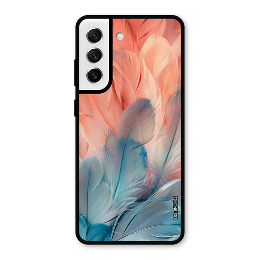 Orange Blue Feather Samsung Galaxy S21 FE 5G (2023) Mobile Back Cover - Aesthetic PrintShield Case