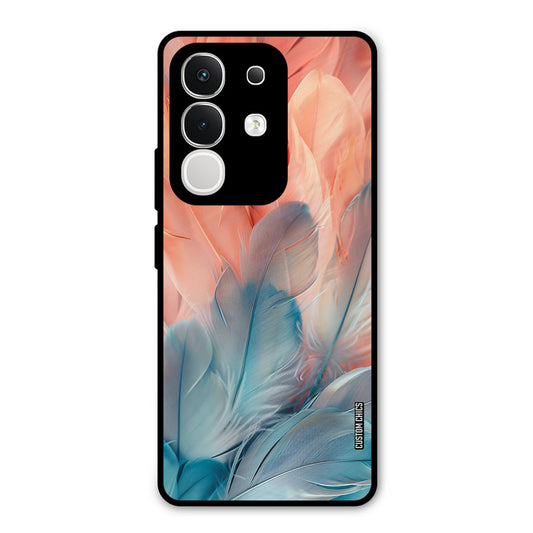 Orange Blue Feather Vivo T4x Mobile Back Cover - Aesthetic PrintShield Case