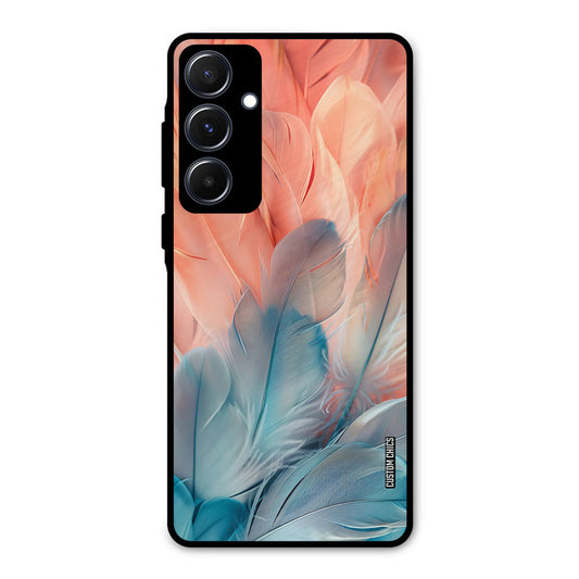 Orange Blue Feather Samsung Galaxy A55 5G Mobile Back Cover - Aesthetic PrintShield Case