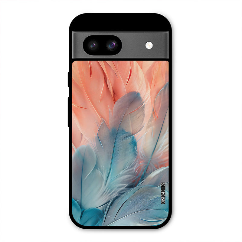 Orange Blue Feather Google Pixel 8a Mobile Back Cover - Aesthetic PrintShield Case