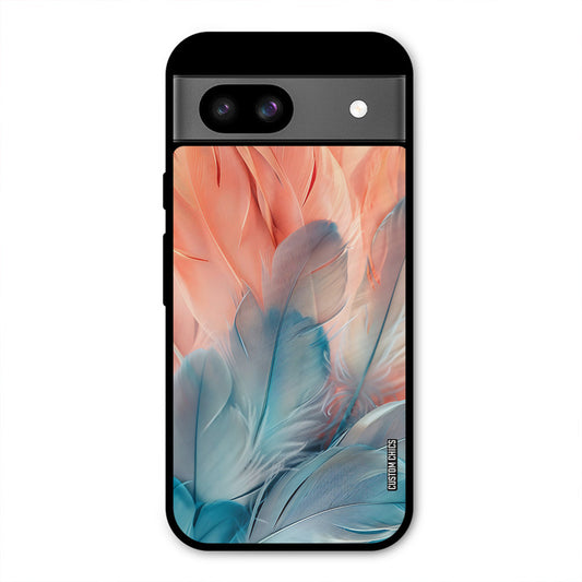 Orange Blue Feather Google Pixel 8a Mobile Back Cover - Aesthetic PrintShield Case