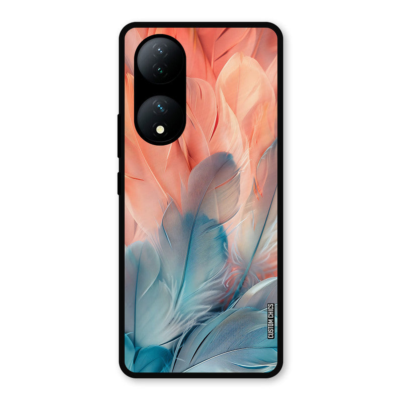 Orange Blue Feather Vivo Y100 Mobile Back Cover - Aesthetic PrintShield Case