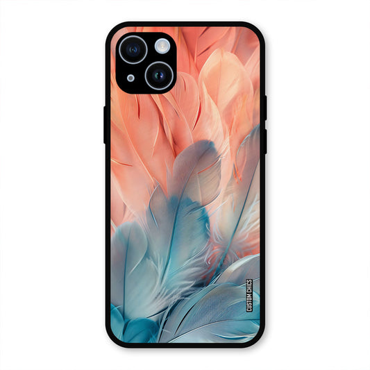 Orange Blue Feather iPhone 14 Plus Mobile Back Cover - Aesthetic PrintShield Case