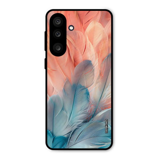 Orange Blue Feather Samsung Galaxy M56 Mobile Back Cover - Aesthetic PrintShield Case