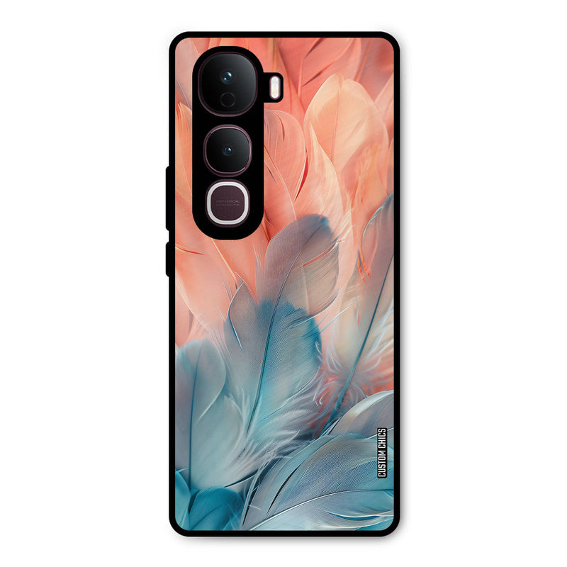 Orange Blue Feather Vivo Y400 Pro Mobile Back Cover - Aesthetic PrintShield Case