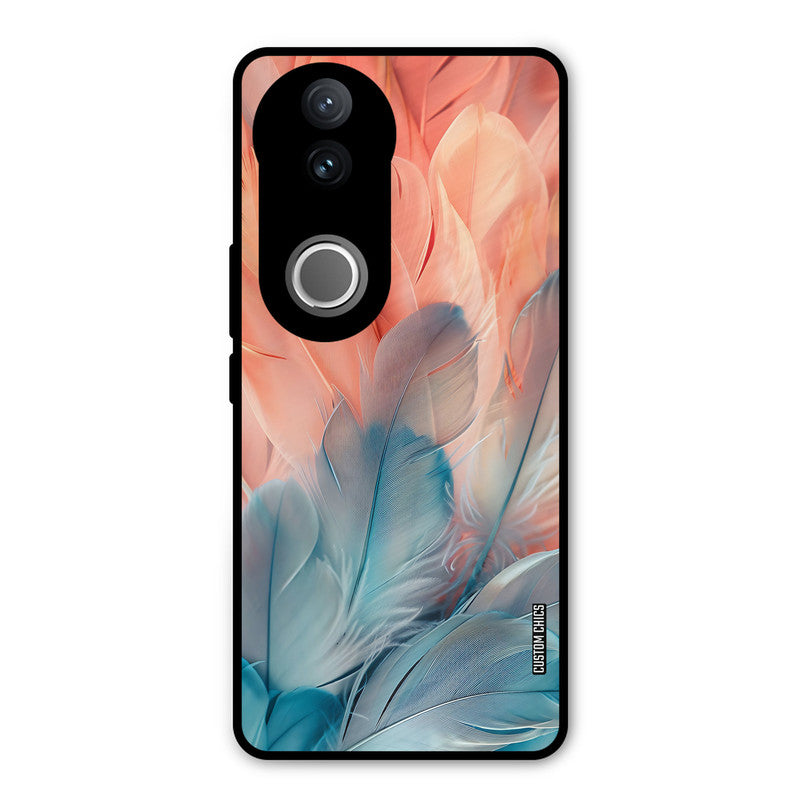 Orange Blue Feather Vivo V50 Mobile Back Cover - Aesthetic PrintShield Case