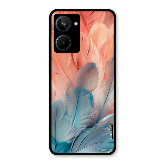 Orange Blue Feather Realme 10 Mobile Back Cover - Aesthetic PrintShield Case
