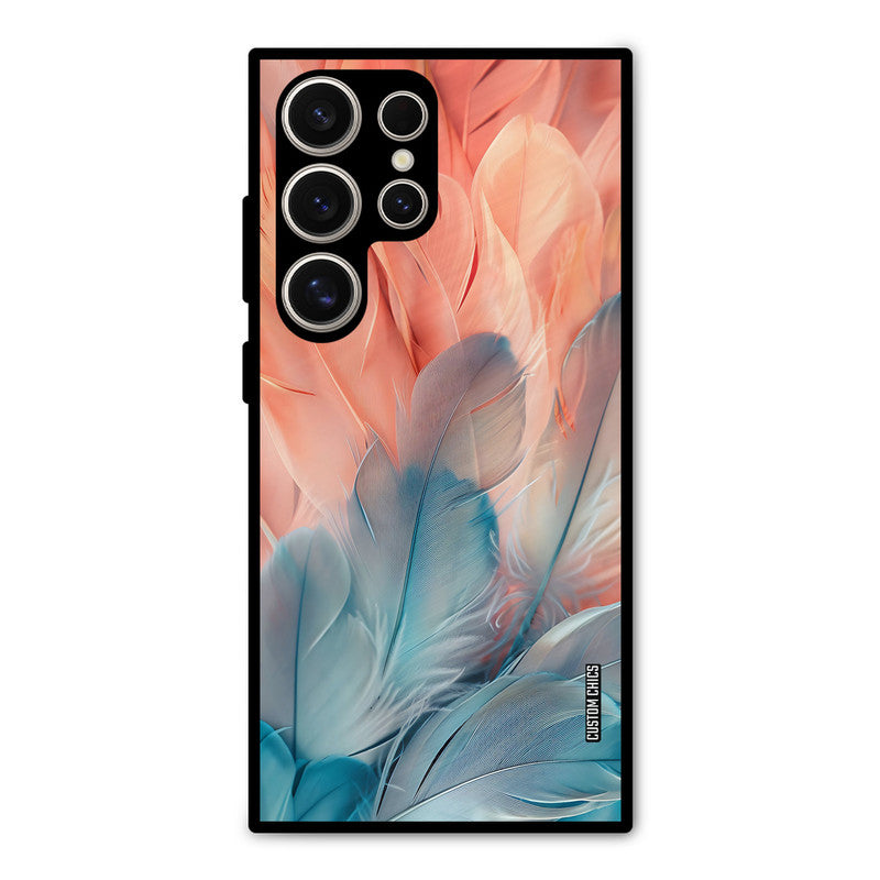 Orange Blue Feather Samsung Galaxy S24 Ultra Mobile Back Cover - Aesthetic PrintShield Case