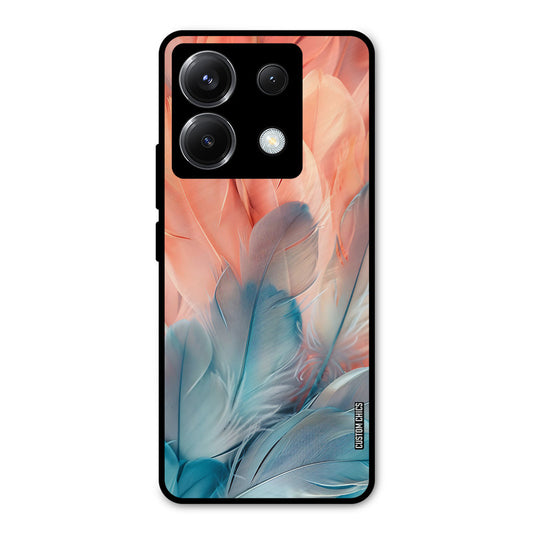 Orange Blue Feather Poco X6 Mobile Back Cover - Aesthetic PrintShield Case