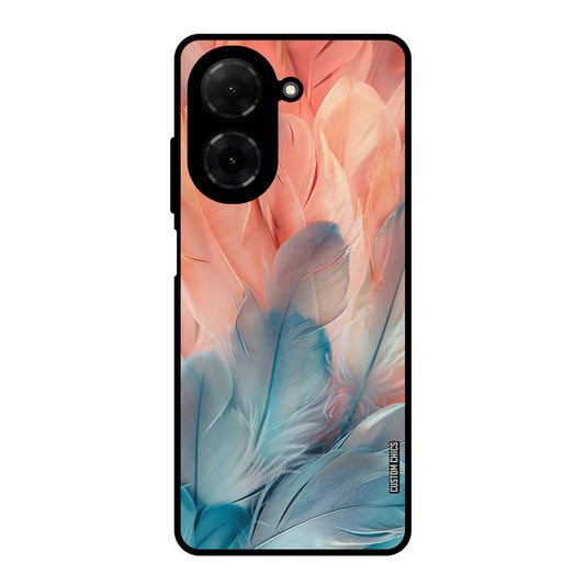 Orange Blue Feather Poco C71 Mobile Back Cover - Aesthetic PrintShield Case
