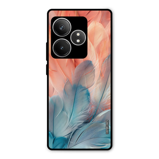 Orange Blue Feather Realme GT 6T Mobile Back Cover - Aesthetic PrintShield Case
