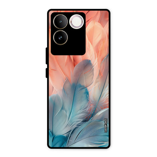 Orange Blue Feather Vivo T2 Pro Mobile Back Cover - Aesthetic PrintShield Case
