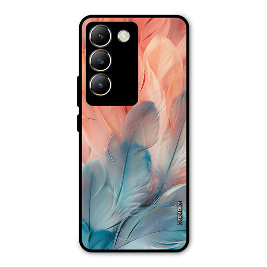 Orange Blue Feather Vivo Y200e Mobile Back Cover - Aesthetic PrintShield Case