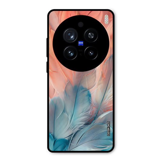 Orange Blue Feather Vivo X200 Pro Mobile Back Cover - Aesthetic PrintShield Case