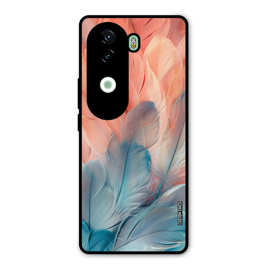 Orange Blue Feather Vivo V40e Mobile Back Cover - Aesthetic PrintShield Case