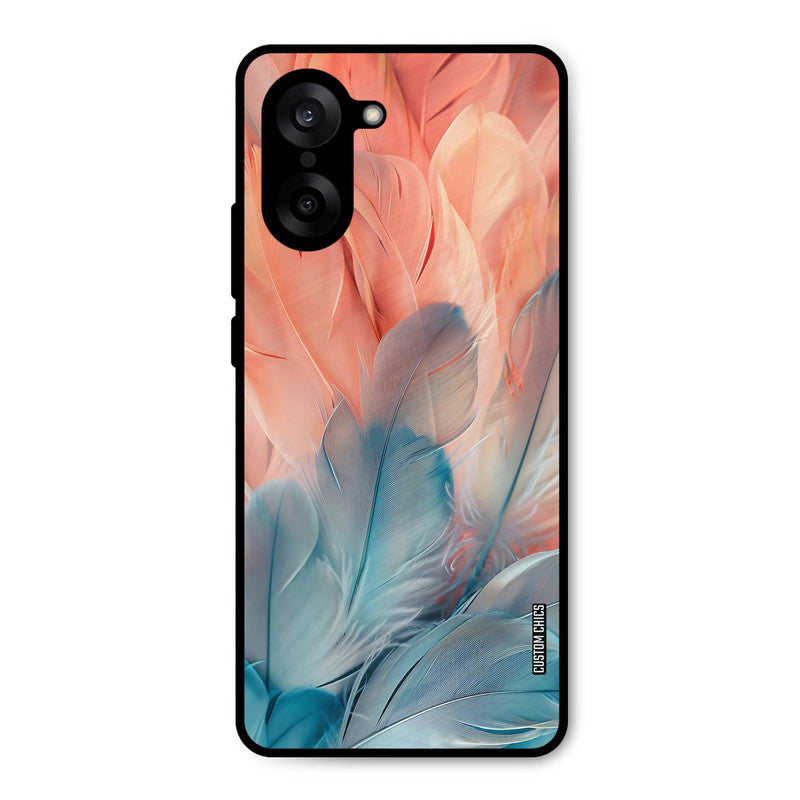 Orange Blue Feather Oneplus Nord CE5 Mobile Back Cover - Aesthetic PrintShield Case