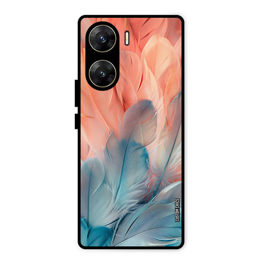Orange Blue Feather Vivo V29e Mobile Back Cover - Aesthetic PrintShield Case