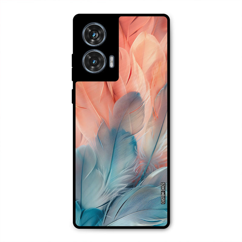Orange Blue Feather Moto G96 Mobile Back Cover - Aesthetic PrintShield Case
