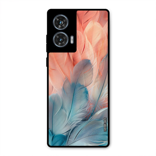 Orange Blue Feather Moto G96 Mobile Back Cover - Aesthetic PrintShield Case