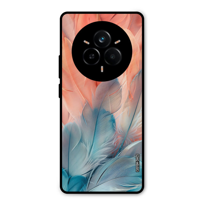 Orange Blue Feather Realme 14 Pro Mobile Back Cover - Aesthetic PrintShield Case