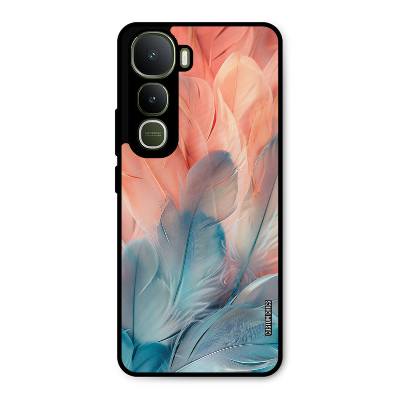 Orange Blue Feather Vivo Y400 Mobile Back Cover - Aesthetic PrintShield Case