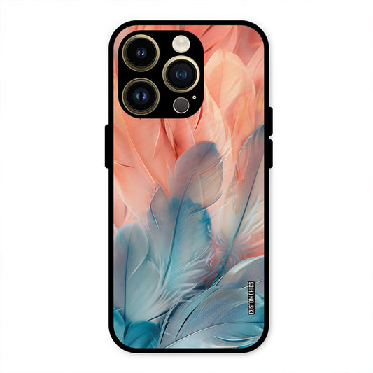 Orange Blue Feather iPhone 14 Pro Max Mobile Back Cover - Aesthetic PrintShield Case