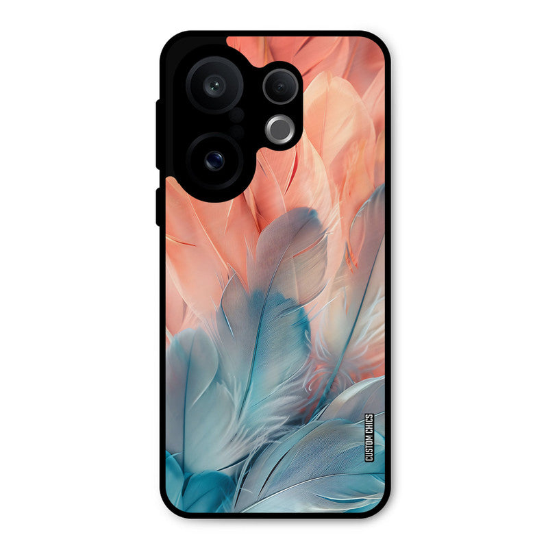 Orange Blue Feather Vivo X200 FE Mobile Back Cover - Aesthetic PrintShield Case