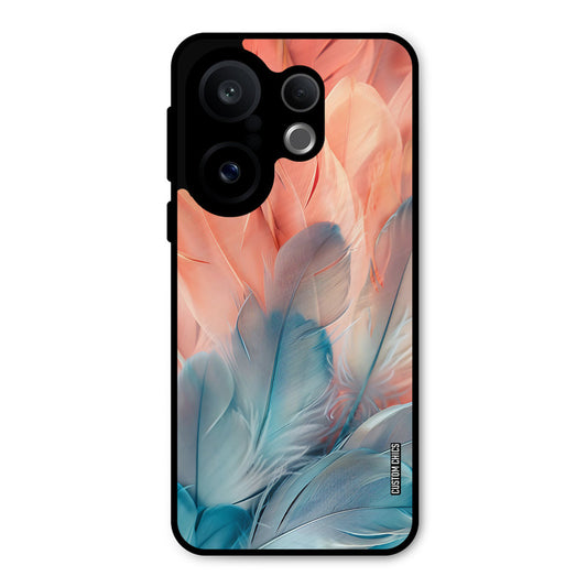 Orange Blue Feather Vivo X200 FE Mobile Back Cover - Aesthetic PrintShield Case