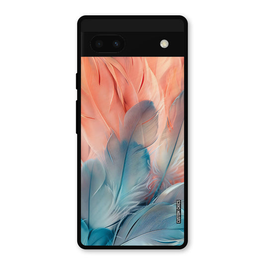Orange Blue Feather Google Pixel 6a Mobile Back Cover - Aesthetic PrintShield Case