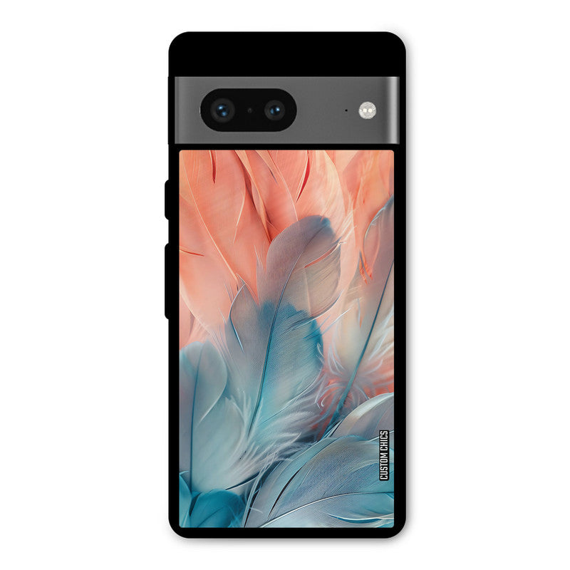 Orange Blue Feather Google Pixel 7 Mobile Back Cover - Aesthetic PrintShield Case
