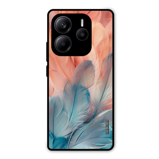Orange Blue Feather Redmi Note 14 Mobile Back Cover - Aesthetic PrintShield Case