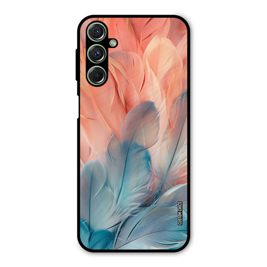 Orange Blue Feather Samsung Galaxy M34 Mobile Back Cover - Aesthetic PrintShield Case