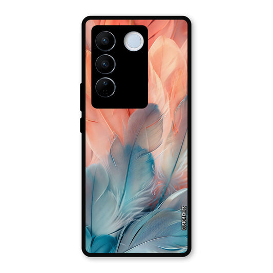 Orange Blue Feather Vivo V27 Pro Mobile Back Cover - Aesthetic PrintShield Case
