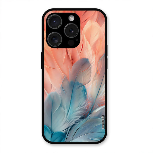 Orange Blue Feather iPhone 15 Pro Max Mobile Back Cover - Aesthetic PrintShield Case