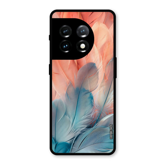 Orange Blue Feather OnePlus 11 Mobile Back Cover - Aesthetic PrintShield Case