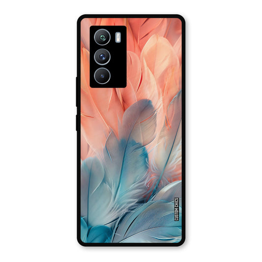 Orange Blue Feather iQOO 9SE Mobile Back Cover - Aesthetic PrintShield Case