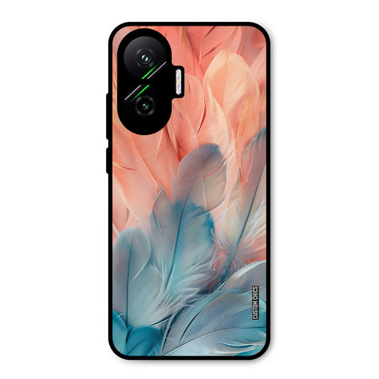 Orange Blue Feather Poco F7 5G Mobile Back Cover - Aesthetic PrintShield Case